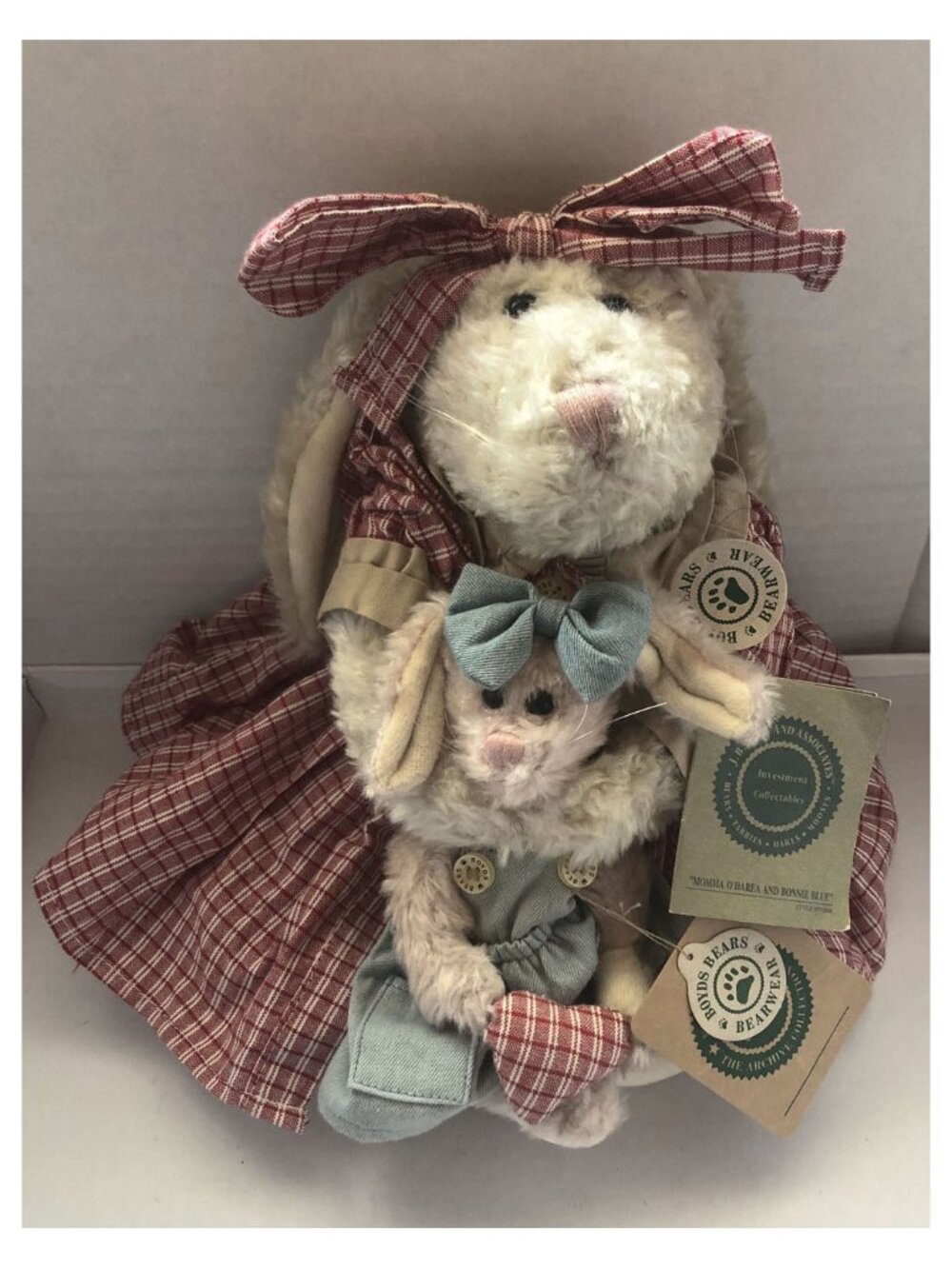 Boyds Bears Momma O'Harea and Bonnie Blue Bunny Rabbits NWT